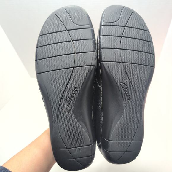 Clarks Leather Bendables Black Lace Up Shoes Women’s Size 12W Oxford Sneaker - Picture 7 of 8